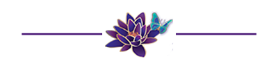 Horizontal decorative divider with logo flower and butterfly.
