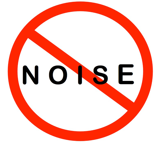 Noise inside of a cancelled red circle.